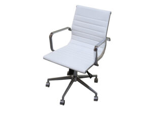 (326-B) Tekerlekli Deri Sandalye Beyaz
