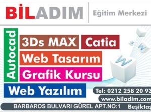 Autocad, 3DS Max, Catia, Web Tasarımı, Web Yazılımı Solidworks, Grafik Tasarım, SAP 2000 Kursları