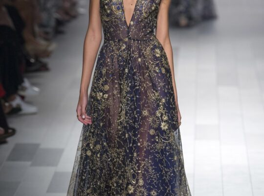 TADASHI SHOJI – Gold İşli Lacivert Gece Elbisesi Kirala