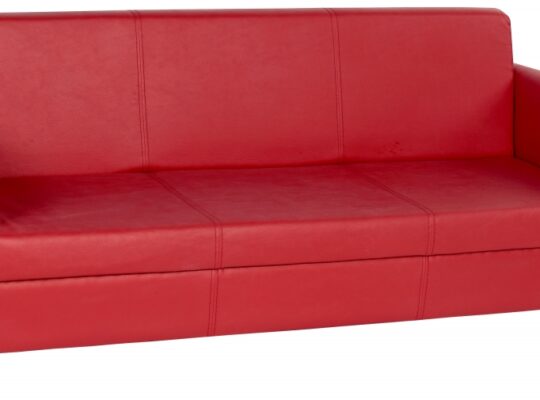 (313-K) Üç Kişilik Deri Koltuk Kırmızı