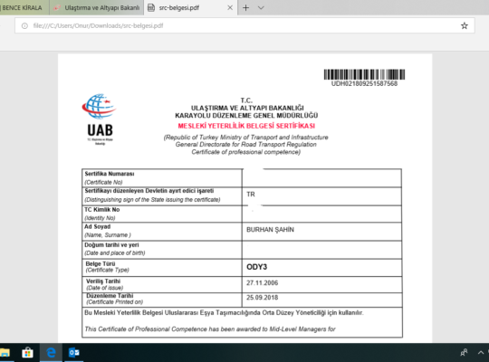 Kiralık ODY 3 BELGESİ