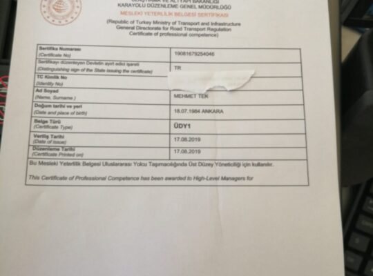 üdy 1 mesleki yeterlilik belgesi