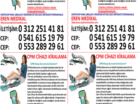 Cpm cihazı (Diz çalıştırma) kiralama