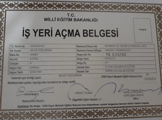 Is yeri açma belgesi