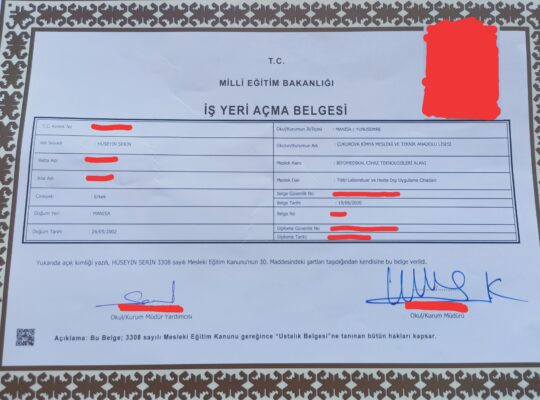 Biyomedikal İş Yeri Açma Belgesi Kiralık fiyatta anlaşılır…