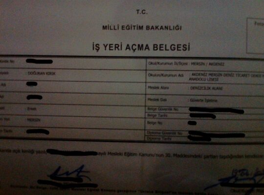 İŞYERİ AÇMA BELGESİ ( DENİZCİLİK ALANI )