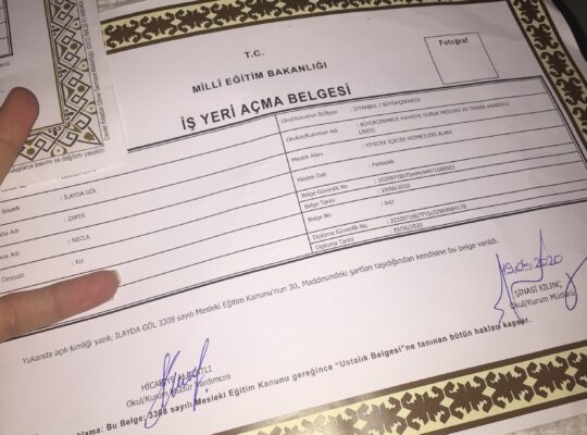 Yiyecek Ve İçecek hizmetleri Aşçılık (pastacılık) İş yeri açma belgesi