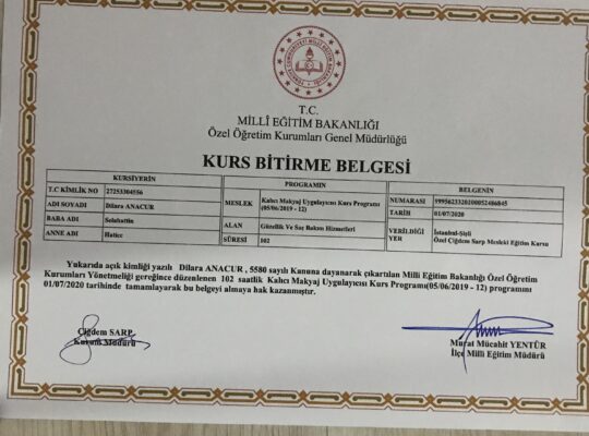 Meb onaylı Kalıcı makyaj belgesi