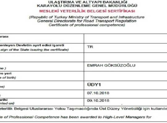 Kiralık Mesleki Yeterlilik Belgesi ( ÜDY1)