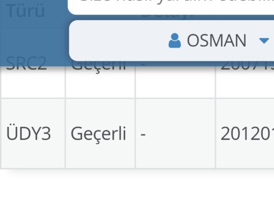 ÜDY3 MESLEKİ YETERLİLİK BELGESİ