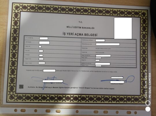 Bilişim Teknoloji Alanında İş Yeri Açma Belgesi