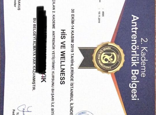 Kiralık 2. Kademe Wellness Belgesi