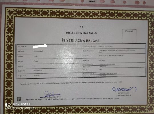 KUAFÖRLÜK VE GÜZELLİK SALONU AÇMA BELGESİ