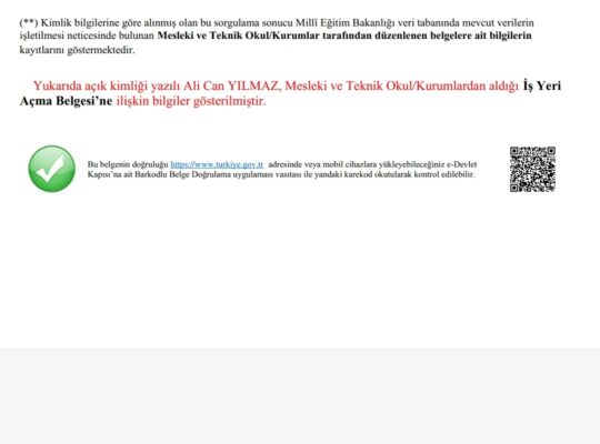 İS YERİ AÇMA BELGESİ