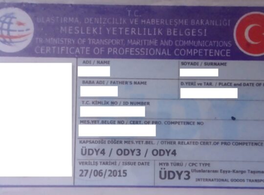 ÜDY 3-4 /ODY 3-4 Kiralık Belge Uluslararası Yük-Eşya-Kargo (0538 882 02 92 )