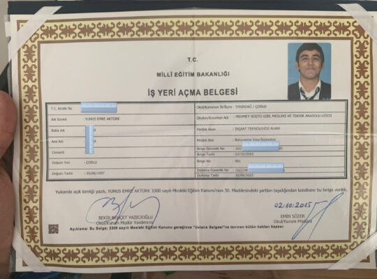 Betonarme Yapı Denetim – İşyeri Açma Belgesi/Ustalık Belgesi