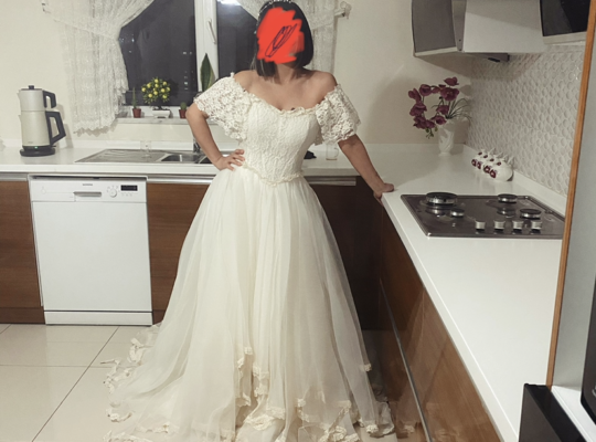 Retro model özel dikim gelinlik
