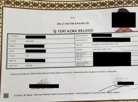 Kütahya Biyomedikal,Medikal Mağza iş yeri açma belgesi