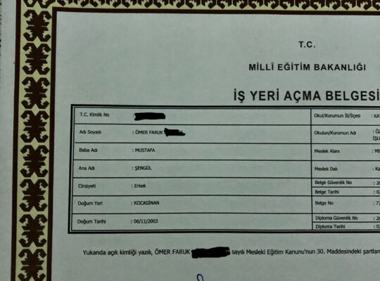 Metal Teknolojileri/Kaynakçılık belgesi