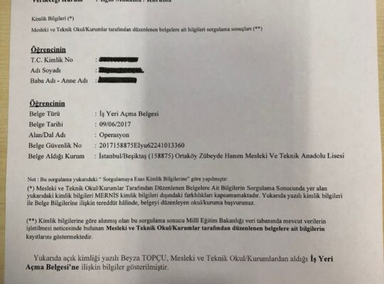 İş Yeri Açma Belgesi