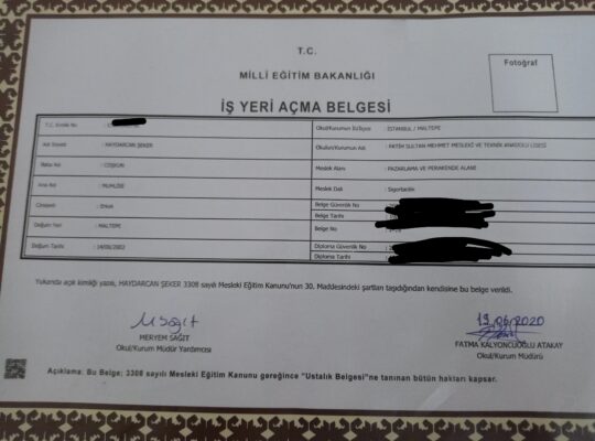 Pazarlama ve perakende iş yeri açma belgesi